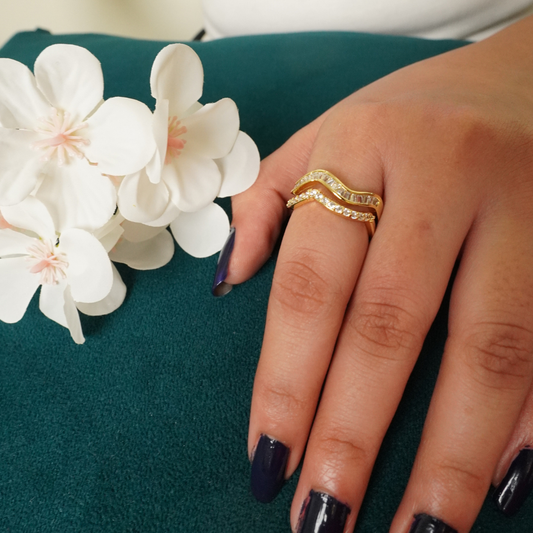Ashara Waves of Grace Ring Duo|Adjustable