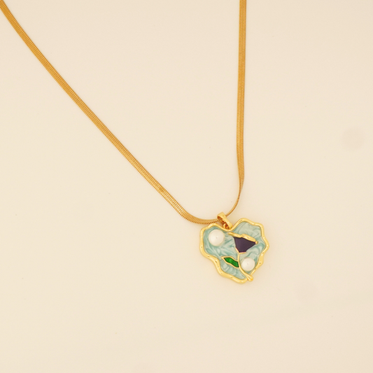 Ashara Mint Bloom Pendant – 18K Gold-Plated