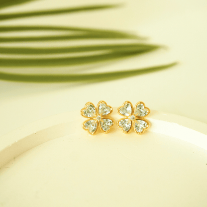 Lucky Clover Gold-Plated Stud Earrings