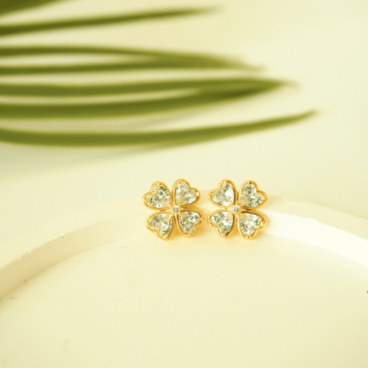 Lucky Clover Gold-Plated Stud Earrings