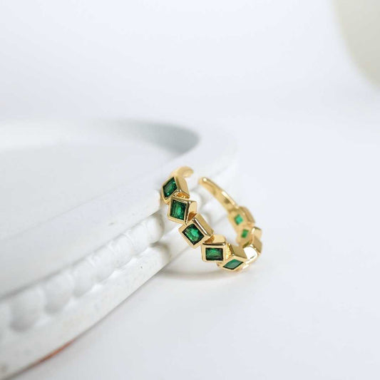 Emerald Prism Adjustable Gold-Plated Ring