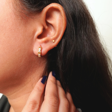 Ashara  Crystal X Huggie Hoops lCopper