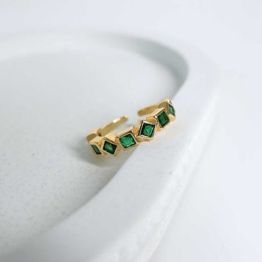 Emerald Prism Adjustable Gold-Plated Ring