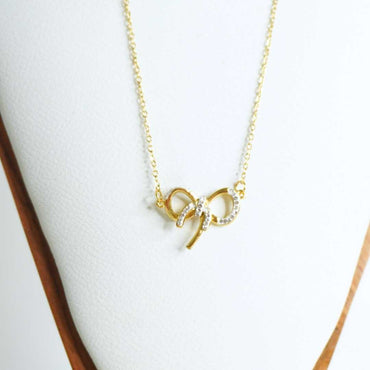 Golden Crystal Bow Necklace