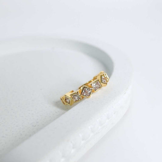 Crystal Prism Adjustable Gold-Plated Ring