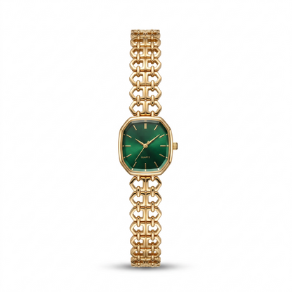 Emerald Éclat Luxury Watch – 18K gold plated women's watch with emerald-green dial