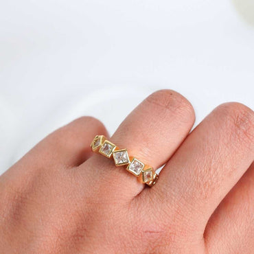 Crystal Prism Adjustable Gold-Plated Ring