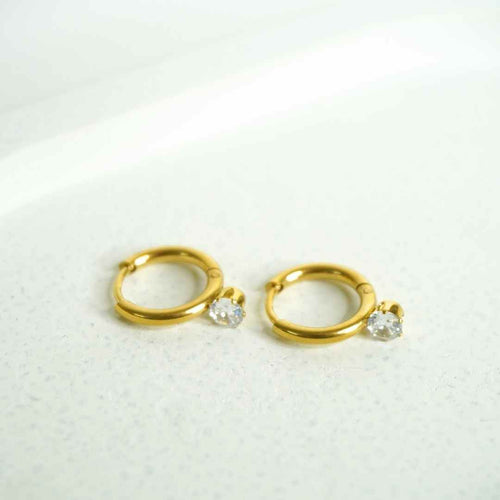 Luxe Spark Gold-Plated Mini Hoop Earrings – 18K gold-plated stainless steel hoop earrings