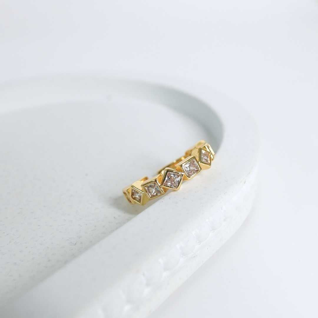 Crystal Prism Adjustable Gold-Plated Ring