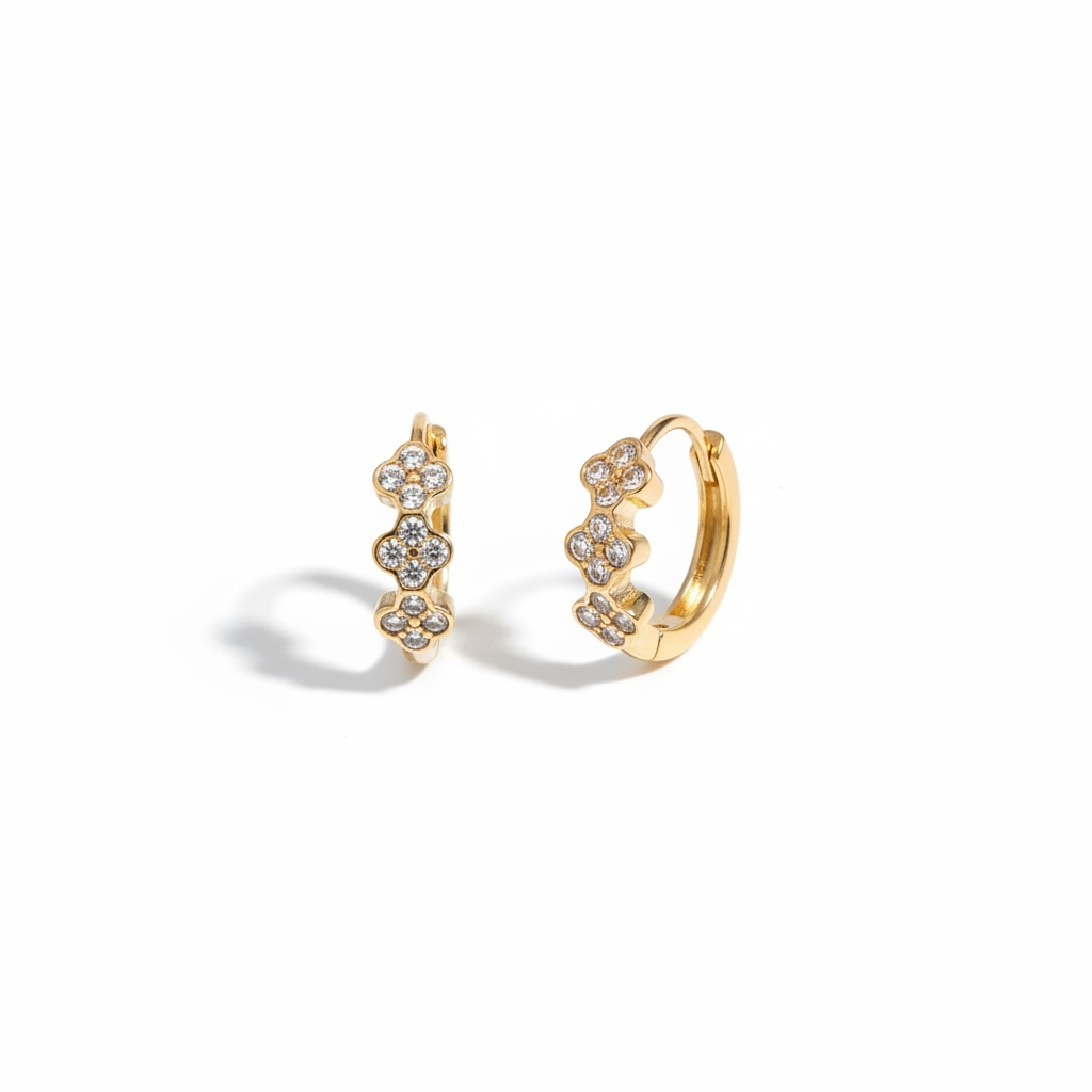 Crystal Clover Huggie Earrings