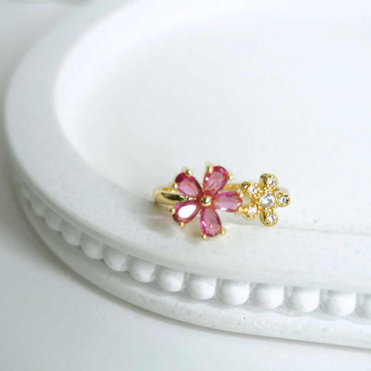Rosé Bloom Dual Flower Ring