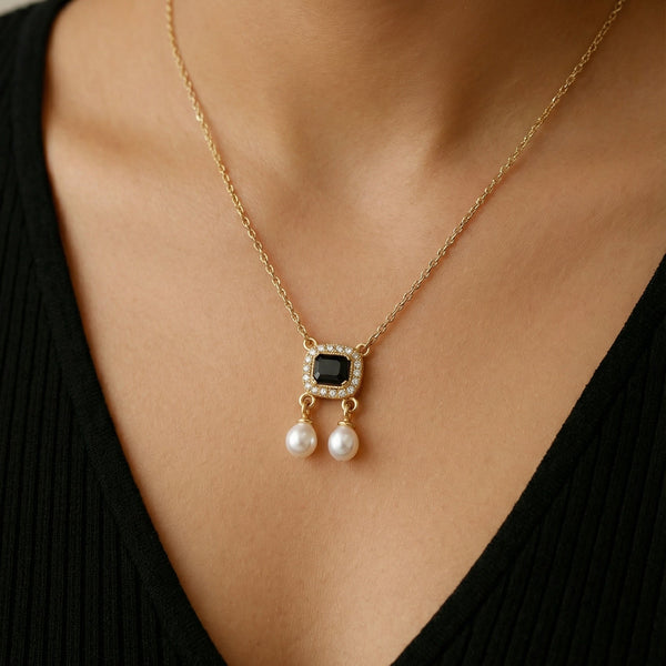 Ashara Noir Pearl Drop Necklace