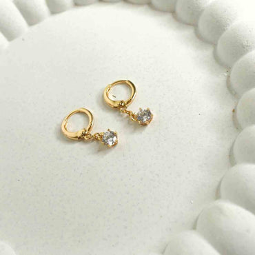 Classic Solitaire Dangle Hoop Earrings