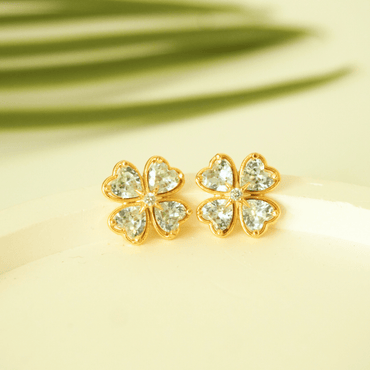 Lucky Clover Gold-Plated Stud Earrings