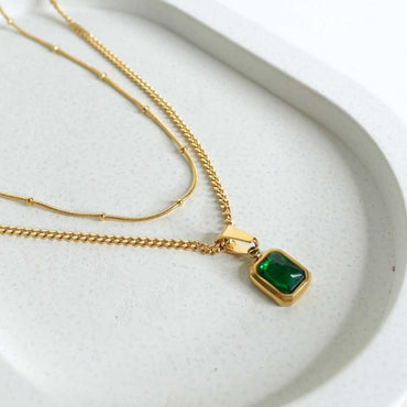 Emerald Luxe Gold-Plated Pendant Necklace