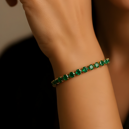 Emerald Bloom Tennis Bracelet – 18K gold-plated stainless steel tennis bracelet