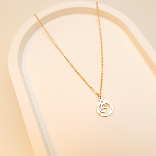 Empress ‘E’ Initial Pendant Necklace – 18K gold-tone stainless steel pendant necklace