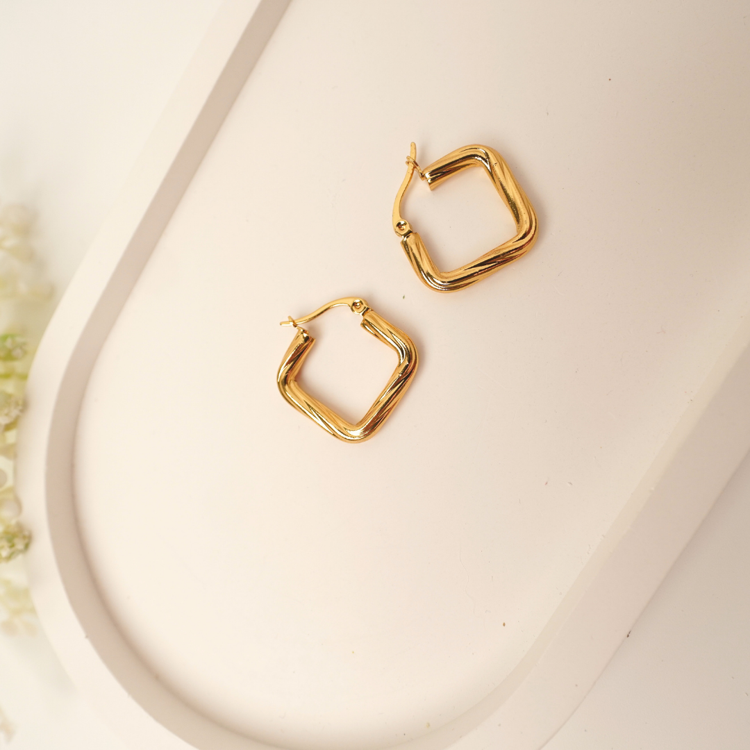 Ashara Glint Square Hoops