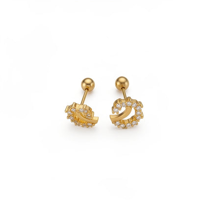 Celestial Moon Ball Back Stud Earrings
