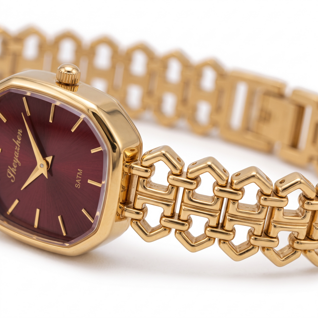 Burgundy Éclat Luxury Watch – 18K gold plated women's watch with burgundy dial