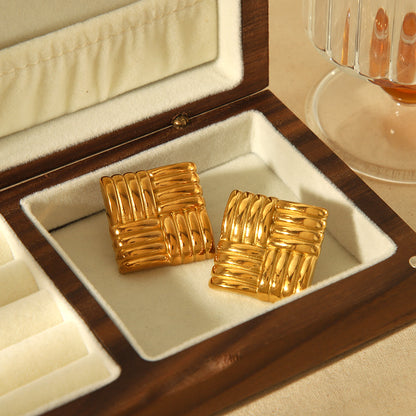 Aurora Woven Square Studs