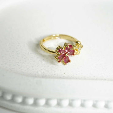 Rosé Bloom Dual Flower Ring