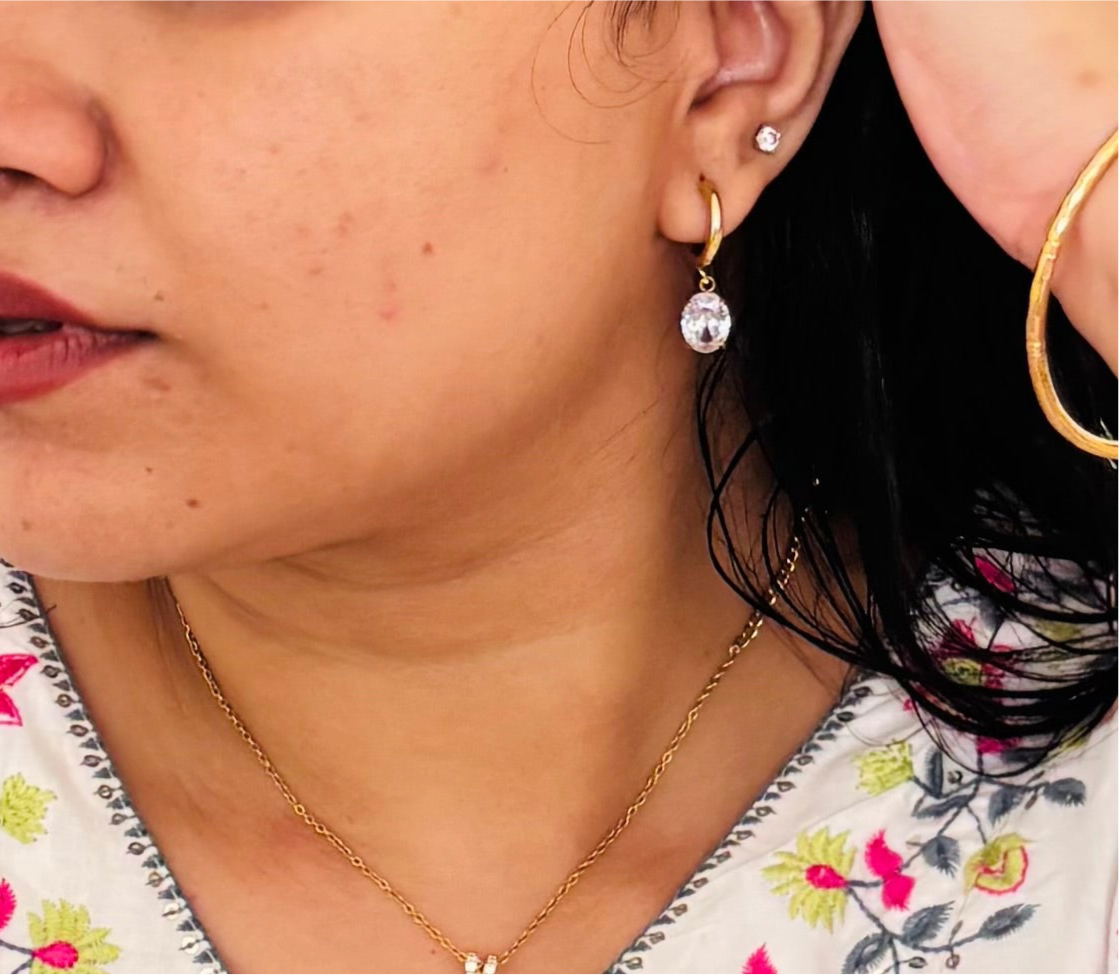 Crystal Glow Gold-Plated Hoop Earrings