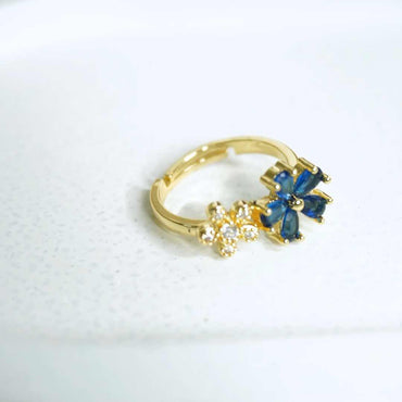 Midnight Bloom Dual Flower Ring