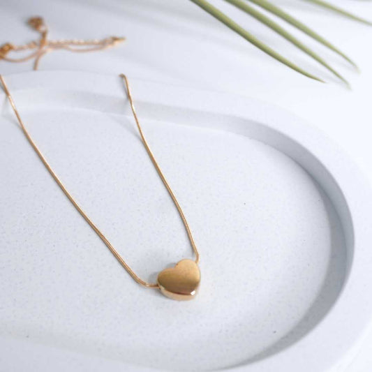 Golden Heart Snake Chain Necklace