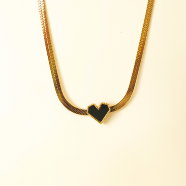 Noir Heart Snake Chain Necklace