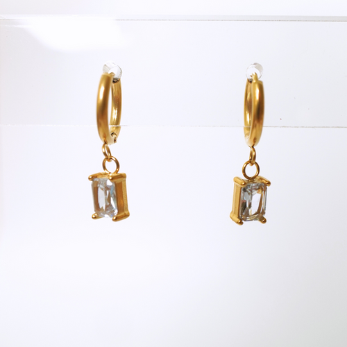 Ashara Gleam Bar Drop Hoops – 18K gold-plated stainless steel hoop earrings