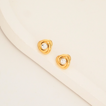 Lumi Knot Crystal Stud Earrings – 18K Gold Plated & Waterproof | Ashara Jewels