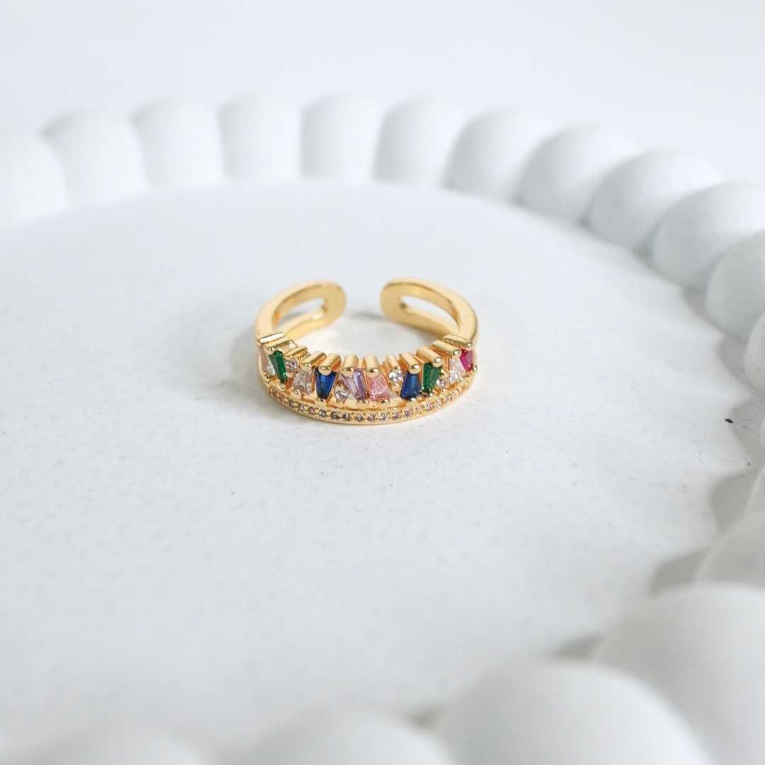 Aurora Spectrum Adjustable Gold-Plated Ring
