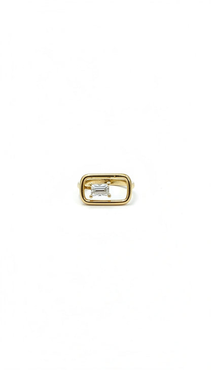 Rectangular Solitaire Statement Ring -Adjustable