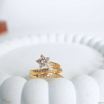 Starlight Glow Adjustable Gold-Plated Ring