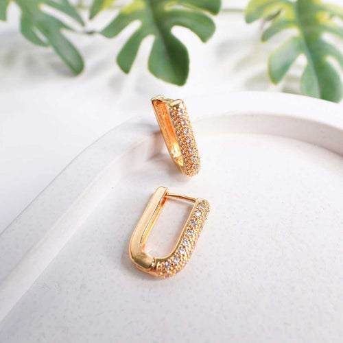 Celeste Spark Hoop Drop Earrings – 18K gold-plated stainless steel hoop earrings