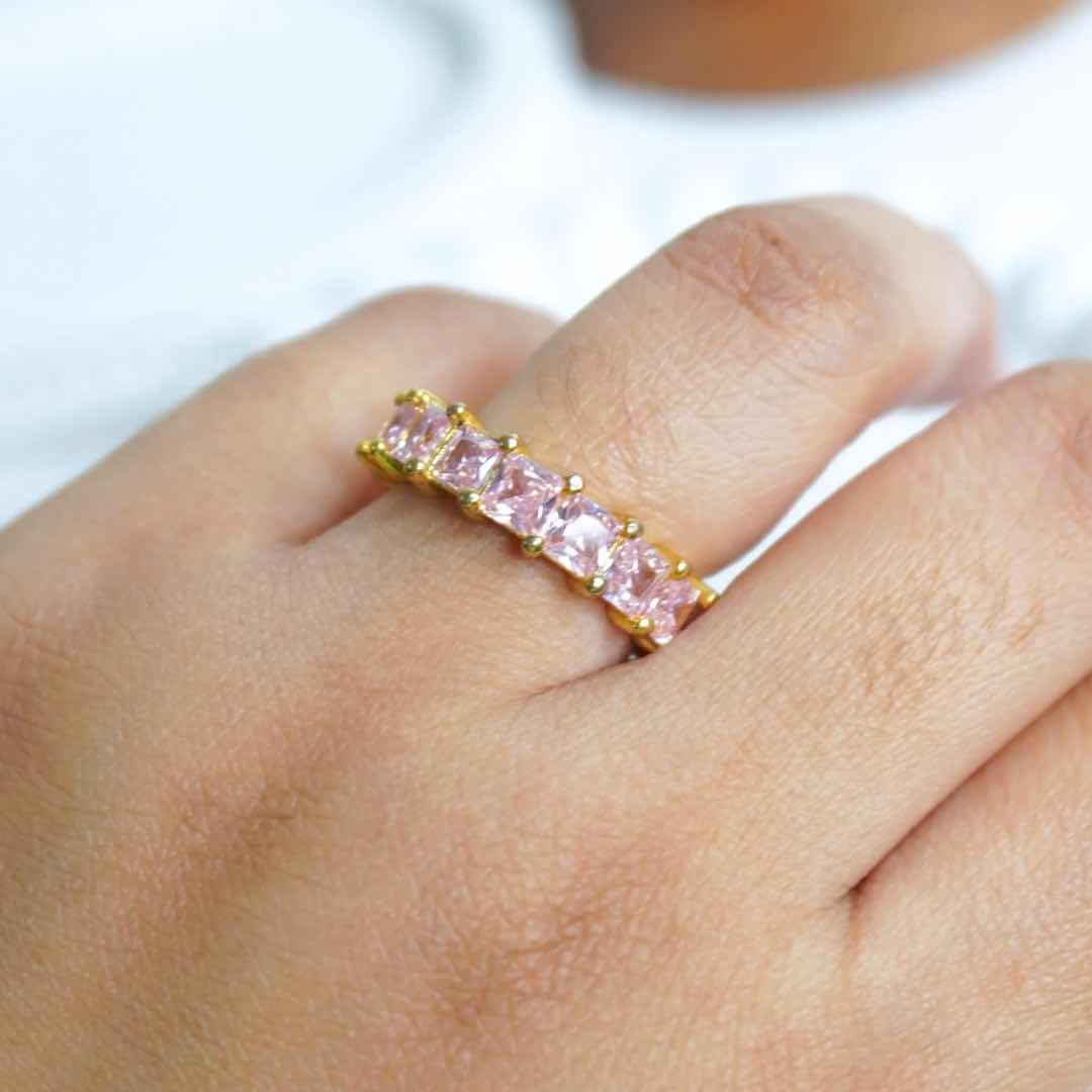 Pink Princess-Cut Eternity Band