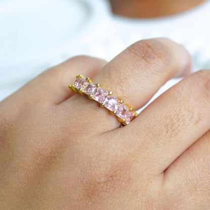 Pink Princess-Cut Eternity Band