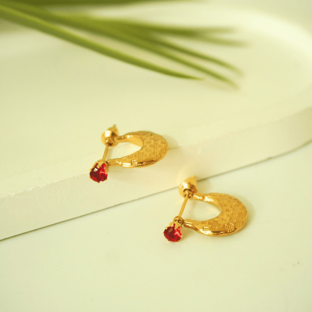 Solara Textured Crescent Drop Earrings