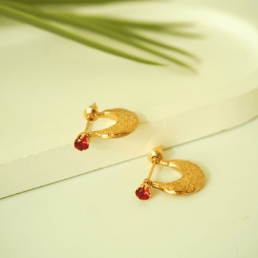 Solara Textured Crescent Drop Earrings