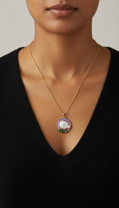 Lavender Bloom Vintage Pendant Necklace