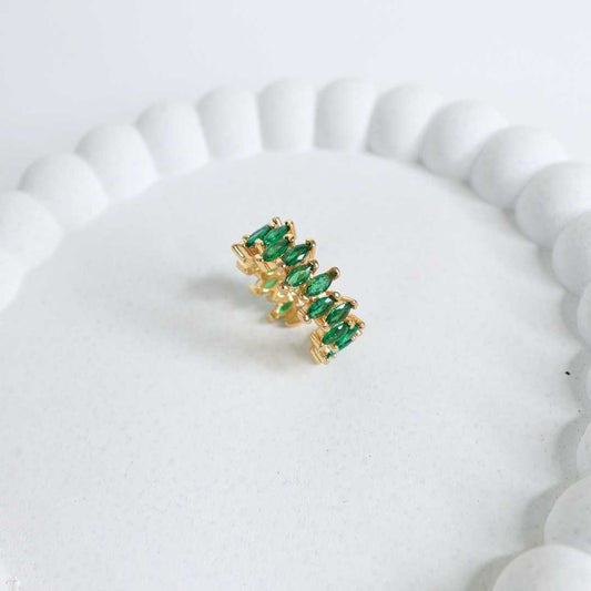 Emerald Glow Adjustable Gold-Plated Ring