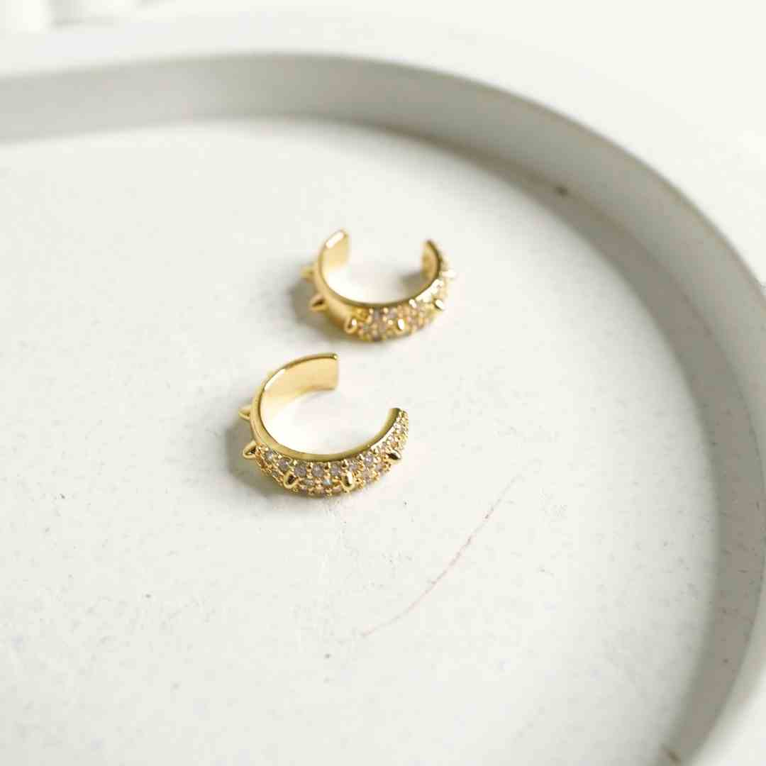 Golden Pave Huggie Earrings