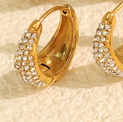 Celeste Pavé Gold Huggie Earrings