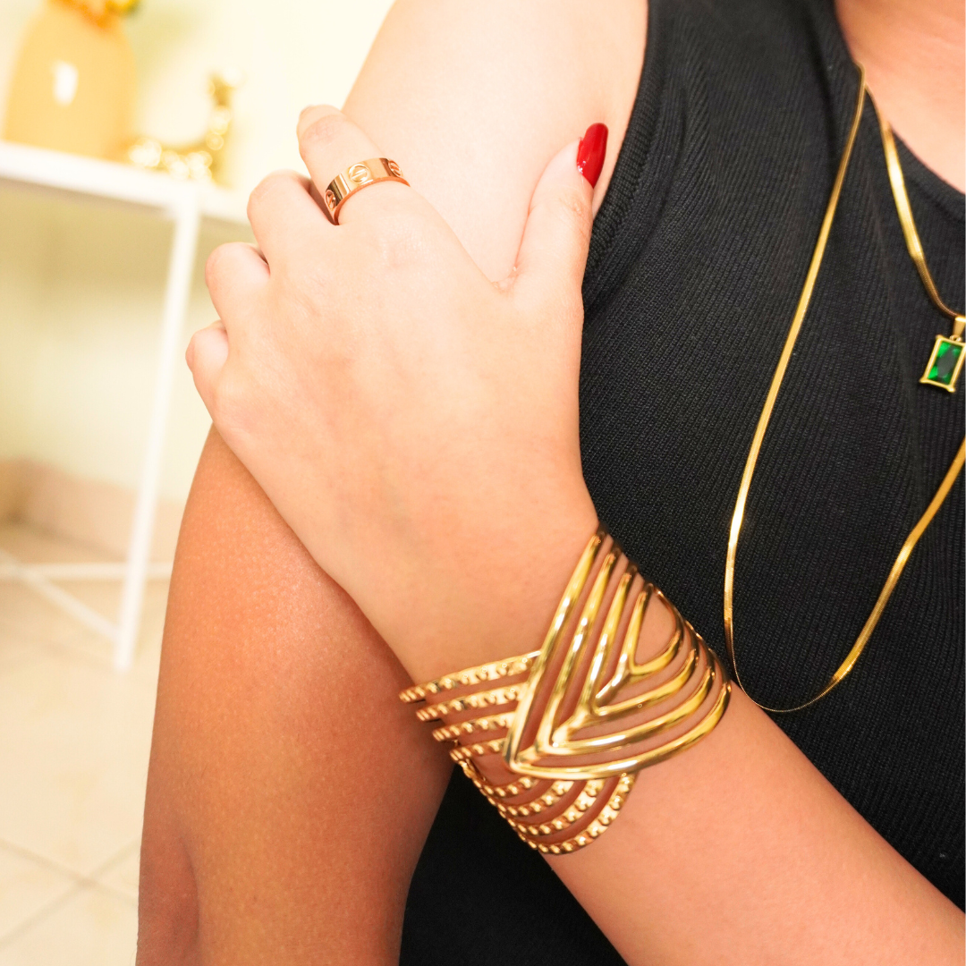 Ashara Waves of Gold Statement Cuff