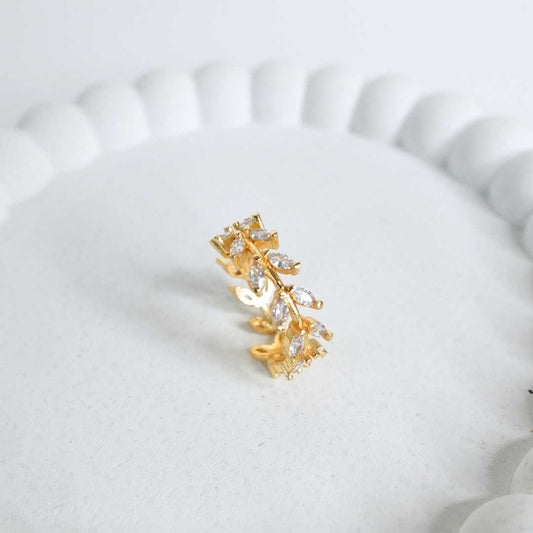 Crystal Vine Adjustable Gold-Plated Ring