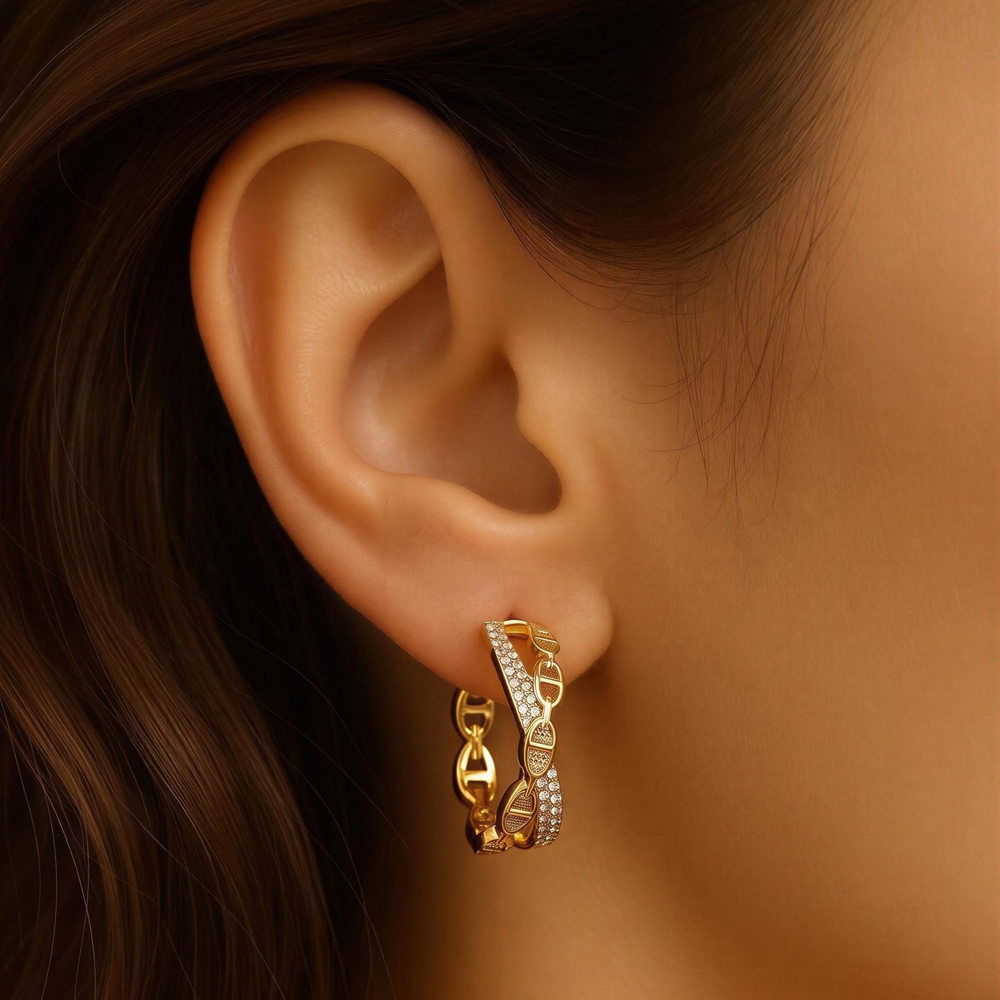 Helix Spark Chain Hoop Earrings