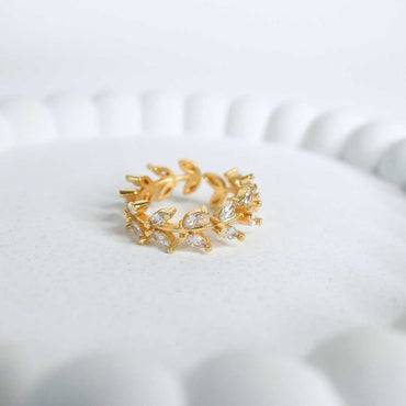 Crystal Vine Adjustable Gold-Plated Ring