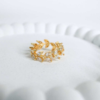 Crystal Vine Adjustable Gold-Plated Ring