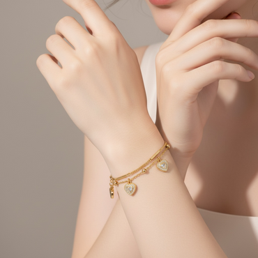 Celeste Crystal Heart Layered Bracelet